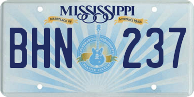 MS license plate BHN237