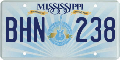 MS license plate BHN238