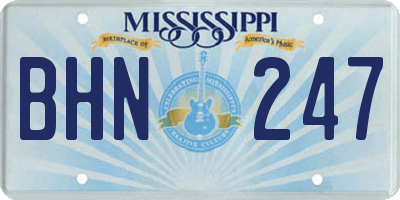 MS license plate BHN247
