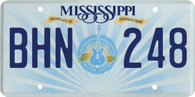 MS license plate BHN248