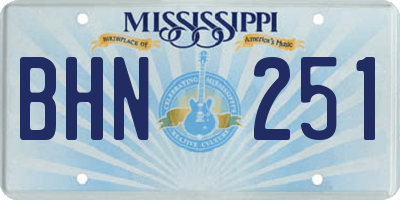 MS license plate BHN251