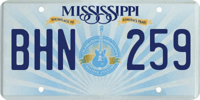 MS license plate BHN259