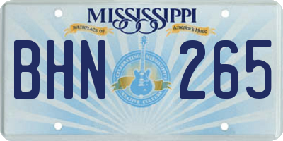 MS license plate BHN265