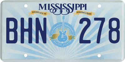 MS license plate BHN278