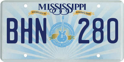 MS license plate BHN280
