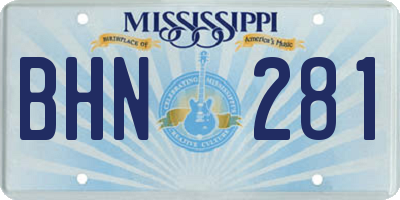 MS license plate BHN281