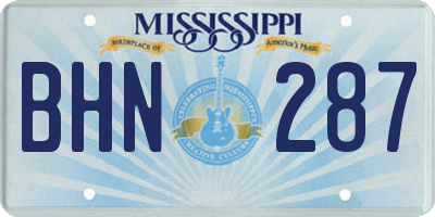 MS license plate BHN287