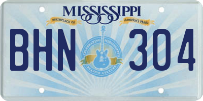 MS license plate BHN304