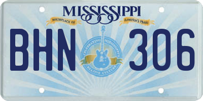 MS license plate BHN306