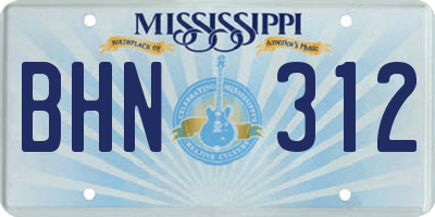 MS license plate BHN312