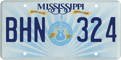 MS license plate BHN324