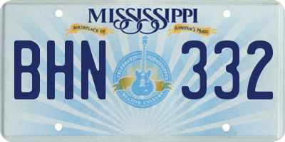 MS license plate BHN332