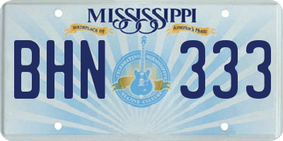 MS license plate BHN333