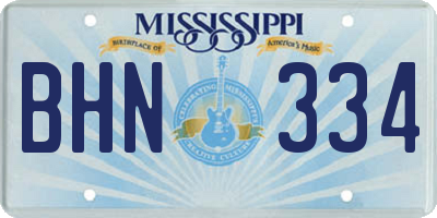 MS license plate BHN334