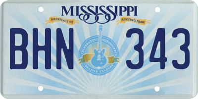 MS license plate BHN343