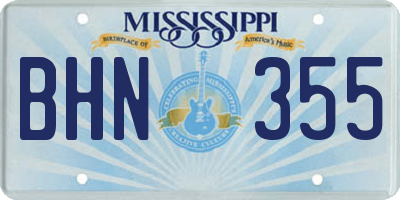 MS license plate BHN355