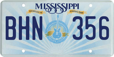 MS license plate BHN356