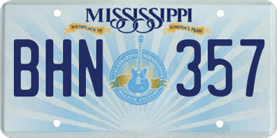 MS license plate BHN357