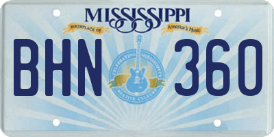 MS license plate BHN360