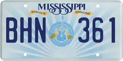 MS license plate BHN361