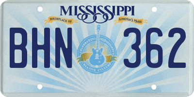 MS license plate BHN362