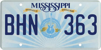 MS license plate BHN363