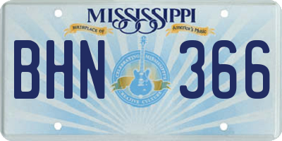 MS license plate BHN366