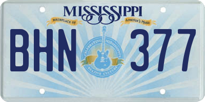 MS license plate BHN377