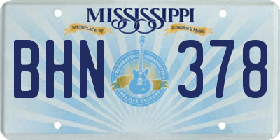 MS license plate BHN378
