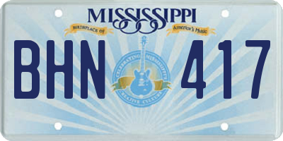 MS license plate BHN417