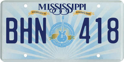 MS license plate BHN418