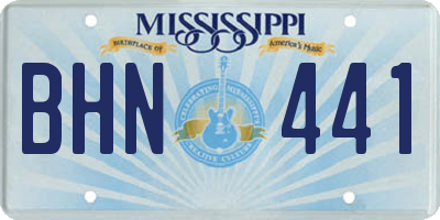 MS license plate BHN441