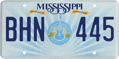 MS license plate BHN445