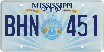 MS license plate BHN451