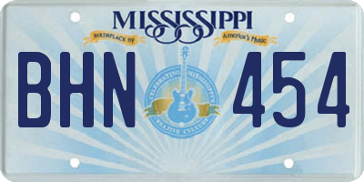 MS license plate BHN454