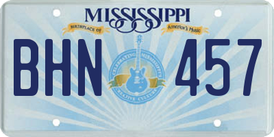 MS license plate BHN457
