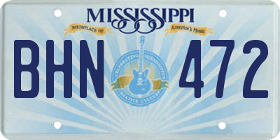 MS license plate BHN472
