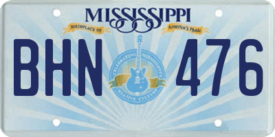 MS license plate BHN476