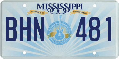 MS license plate BHN481