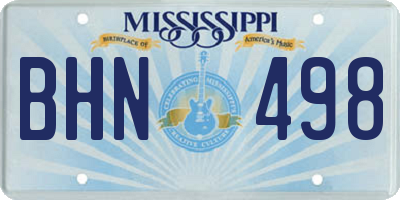 MS license plate BHN498