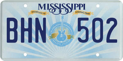 MS license plate BHN502