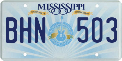 MS license plate BHN503