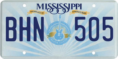 MS license plate BHN505