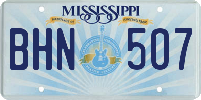 MS license plate BHN507