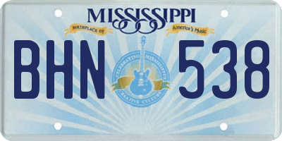 MS license plate BHN538