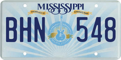 MS license plate BHN548
