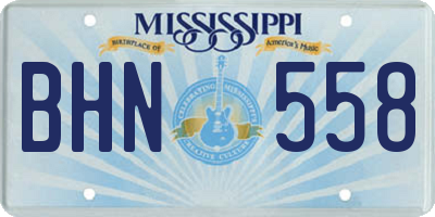 MS license plate BHN558