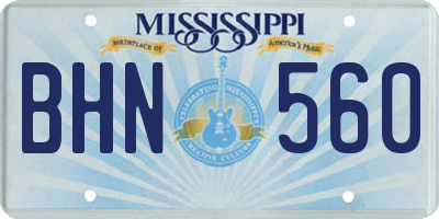 MS license plate BHN560