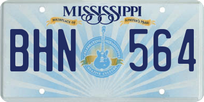 MS license plate BHN564