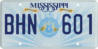 MS license plate BHN601